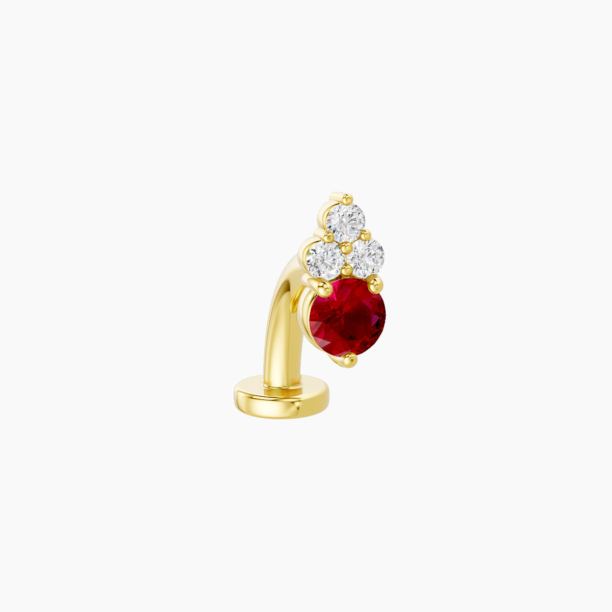 Sif | 18k Yellow Gold 8 mm 6.5 mm Ruby & Diamond Floating Navel Piercing