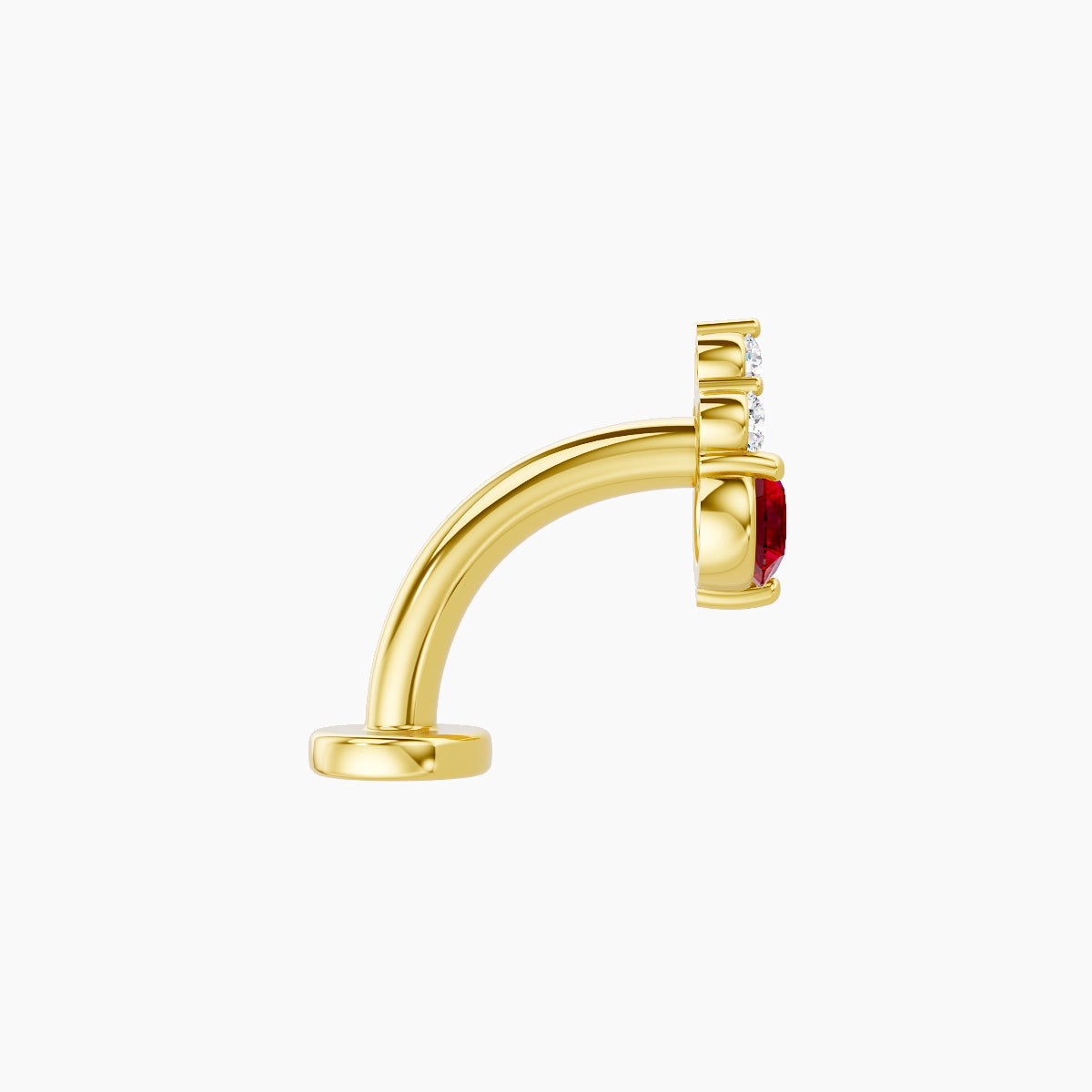 Sif | 18k Yellow Gold 8 mm 6.5 mm Ruby & Diamond Floating Navel Piercing