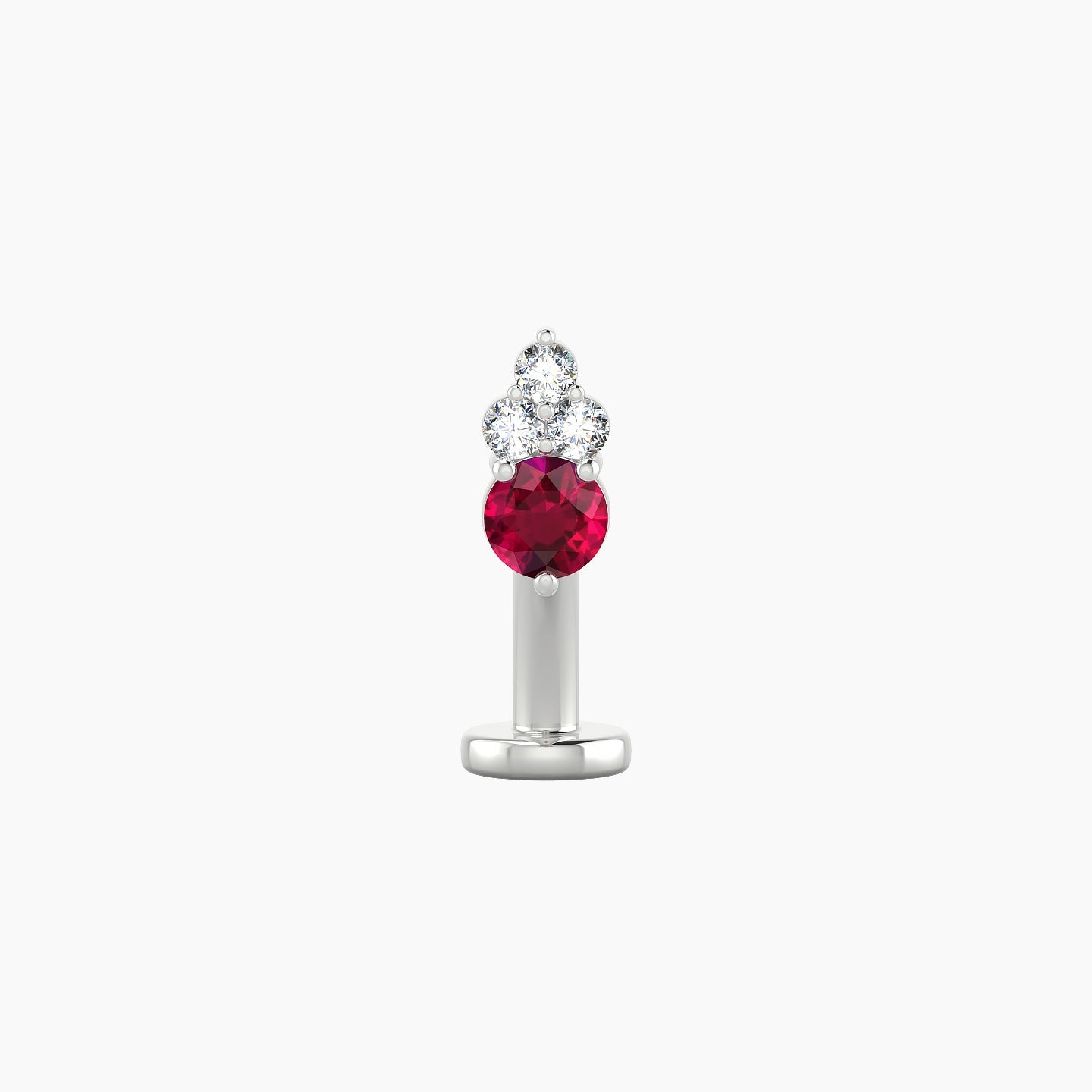 Sif | 18k White Gold 8 mm 6.5 mm Ruby & Diamond Floating Navel Piercing