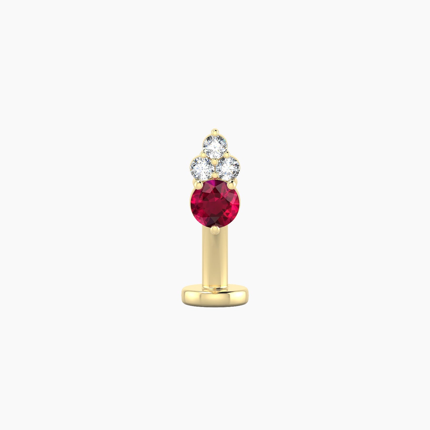 Sif | 18k Yellow Gold 8 mm 6.5 mm Ruby & Diamond Floating Navel Piercing