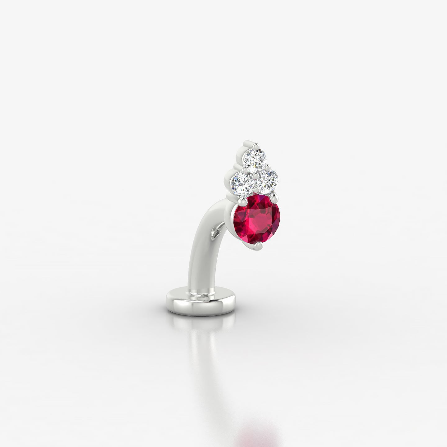 Sif | 18k White Gold 8 mm 6.5 mm Ruby & Diamond Floating Navel Piercing
