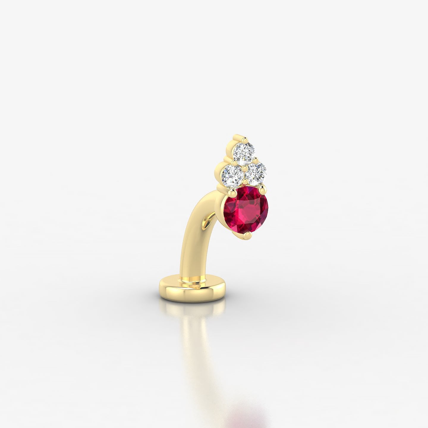 Sif | 18k Yellow Gold 8 mm 6.5 mm Ruby & Diamond Floating Navel Piercing