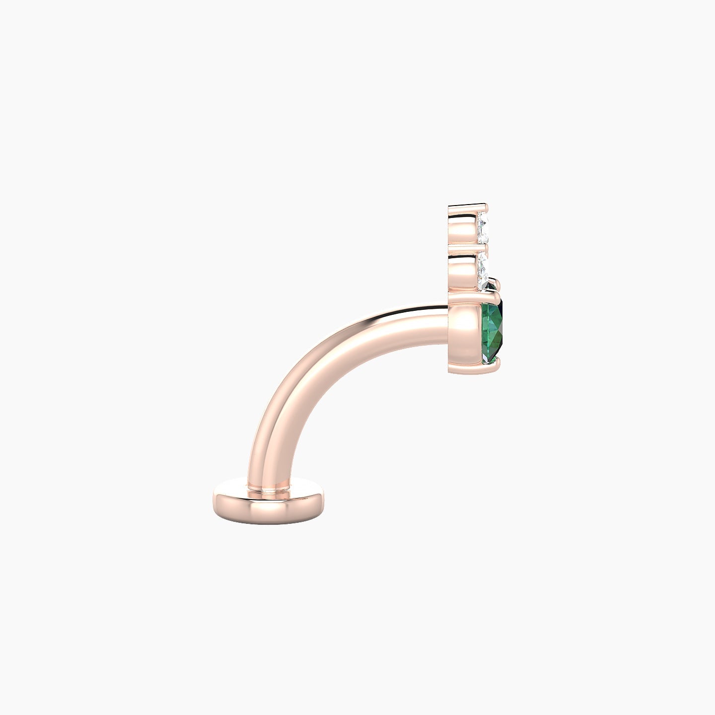 Sif | 18k Rose Gold 8 mm 6.5 mm Emerald & Diamond Floating Navel Piercing