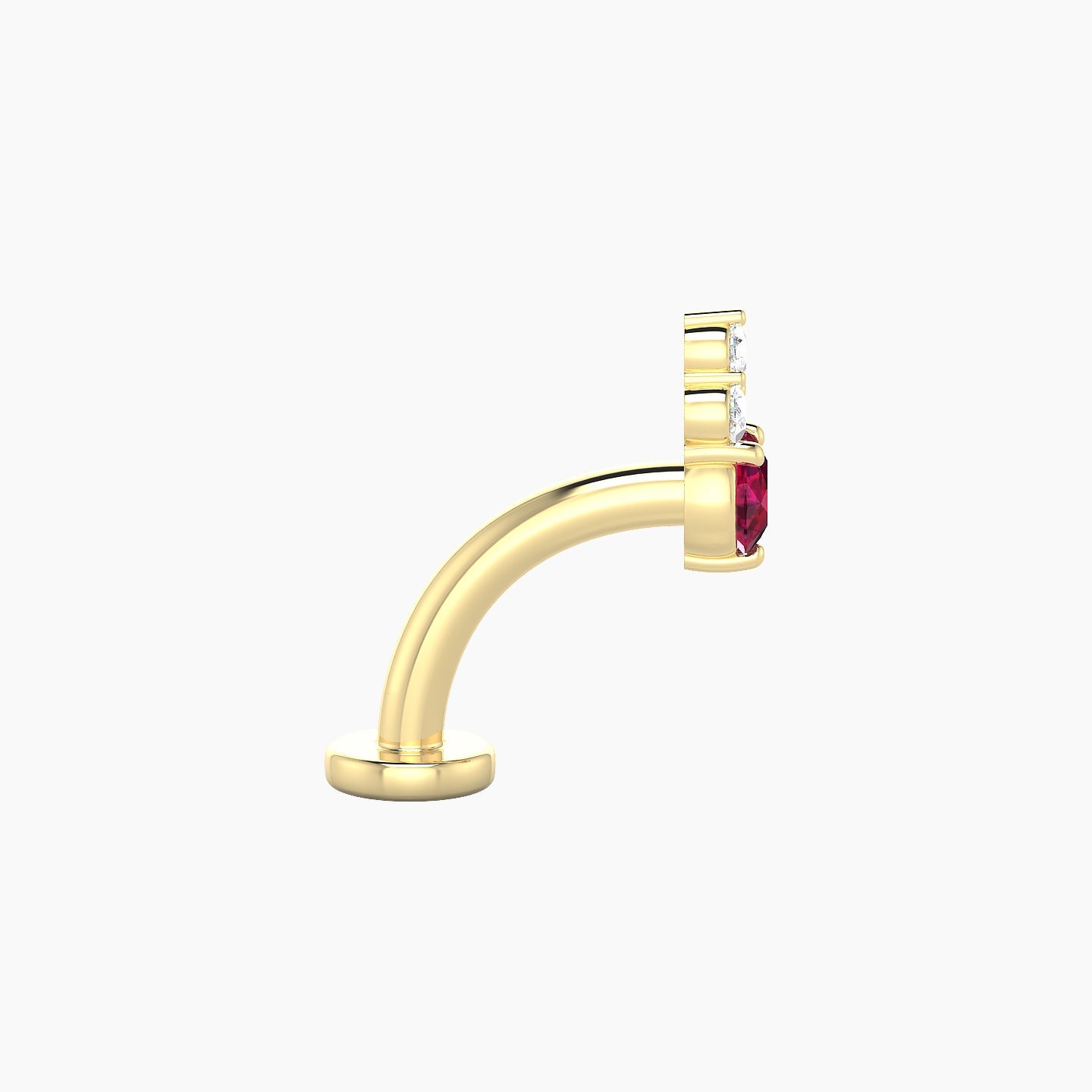 Sif | 18k Yellow Gold 8 mm 6.5 mm Ruby & Diamond Floating Navel Piercing