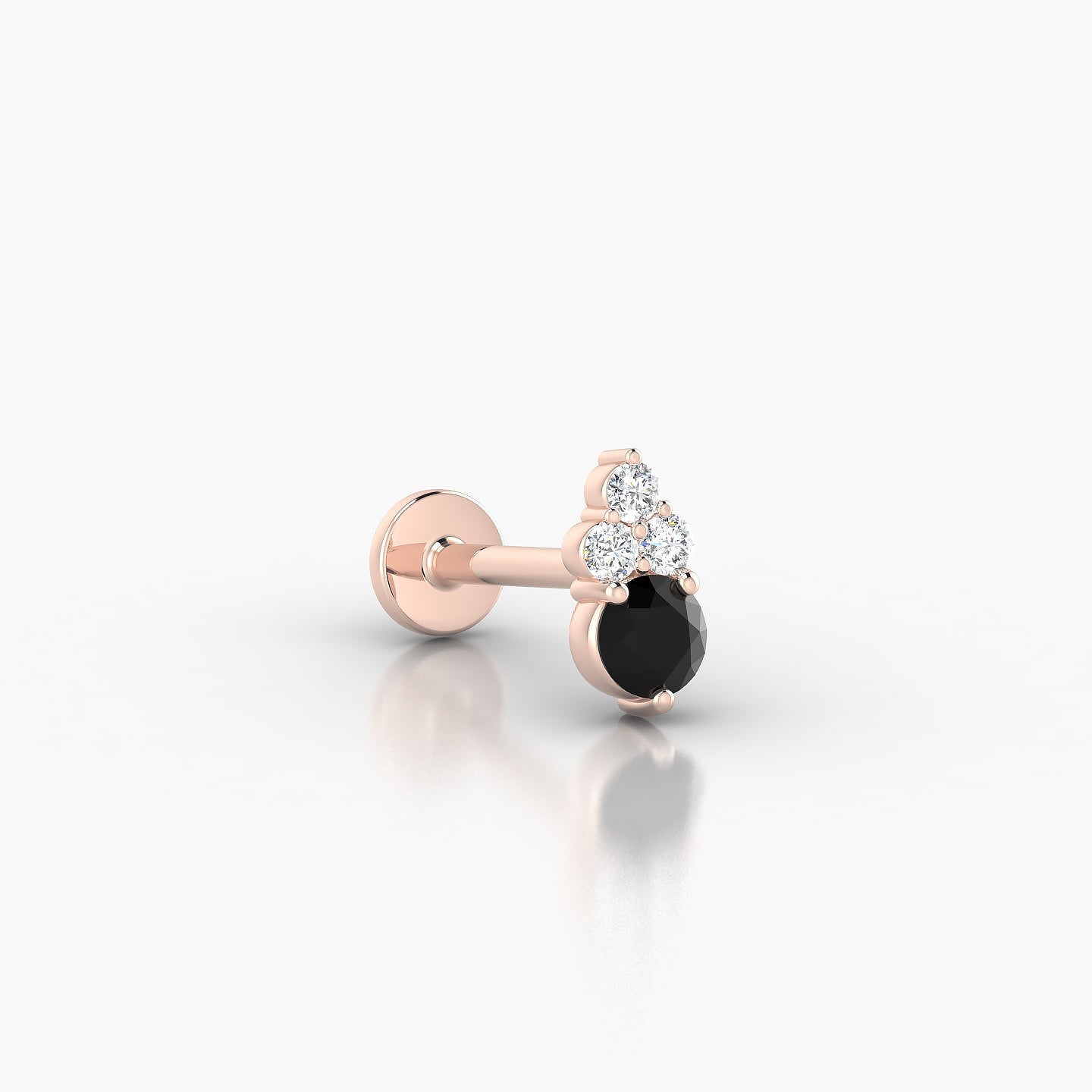 Sif | 18k Rose Gold 8 mm 6.5 mm Black Diamond & Diamond Nose Piercing