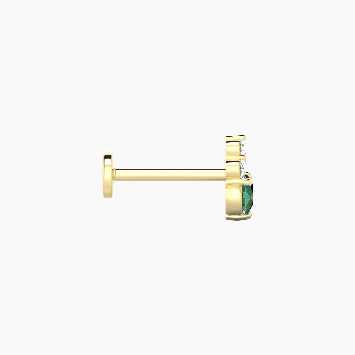 Sif | 18k Yellow Gold 8 mm 6.5 mm Emerald & Diamond Nose Piercing