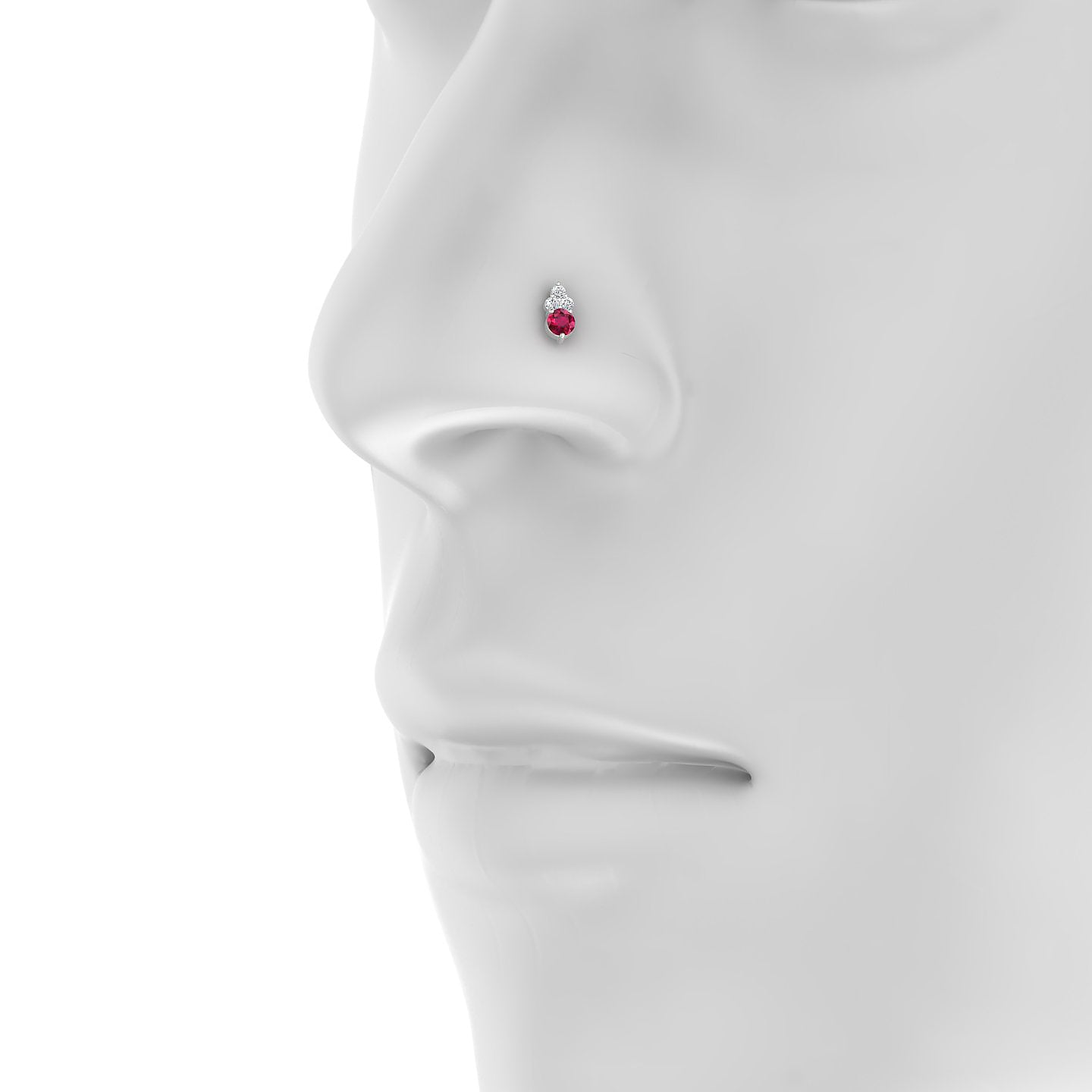 Sif | 18k White Gold 8 mm 6.5 mm Ruby & Diamond Nose Piercing
