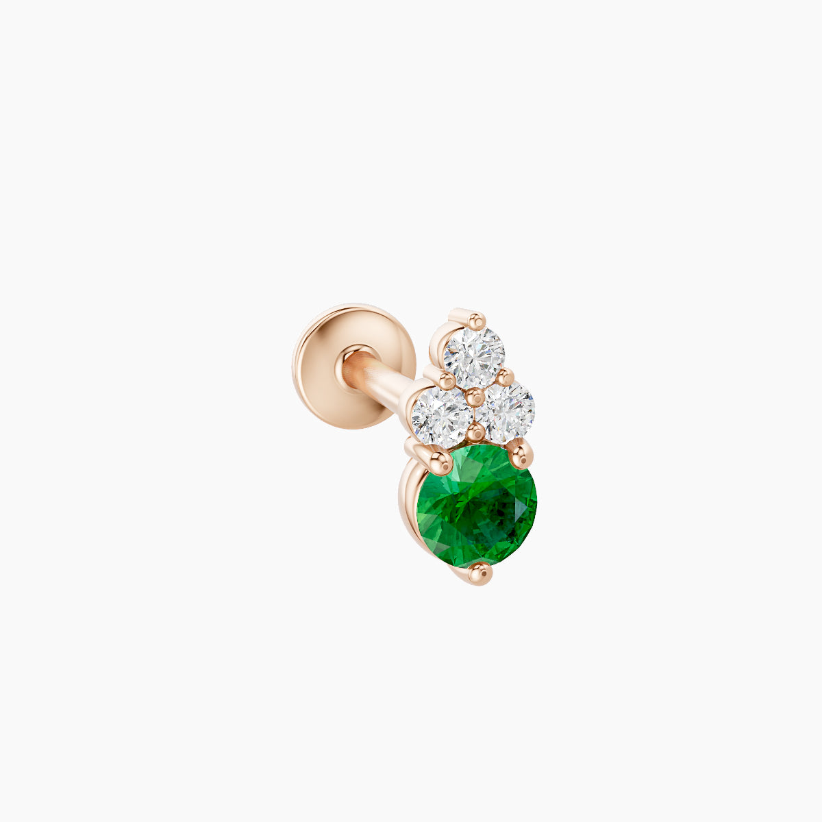 Sif | 18k Rose Gold 8 mm 6.5 mm Emerald & Diamond Piercing