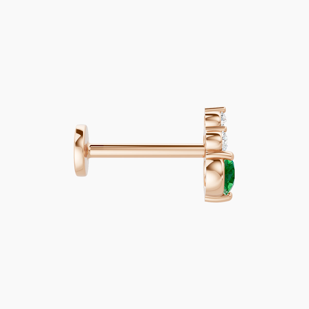 Sif | 18k Rose Gold 8 mm 6.5 mm Emerald & Diamond Piercing