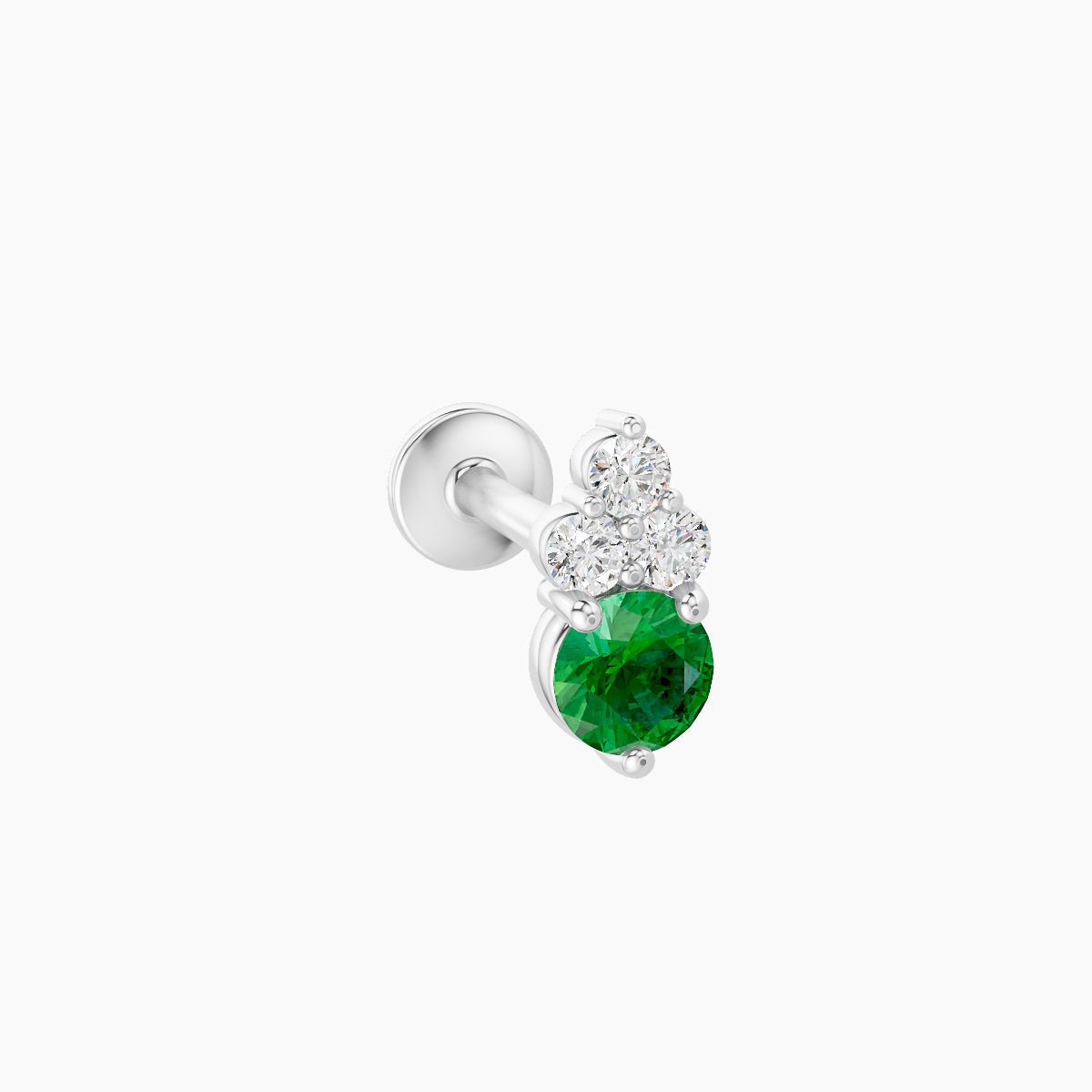 Sif | 18k White Gold 8 mm 6.5 mm Emerald & Diamond Piercing