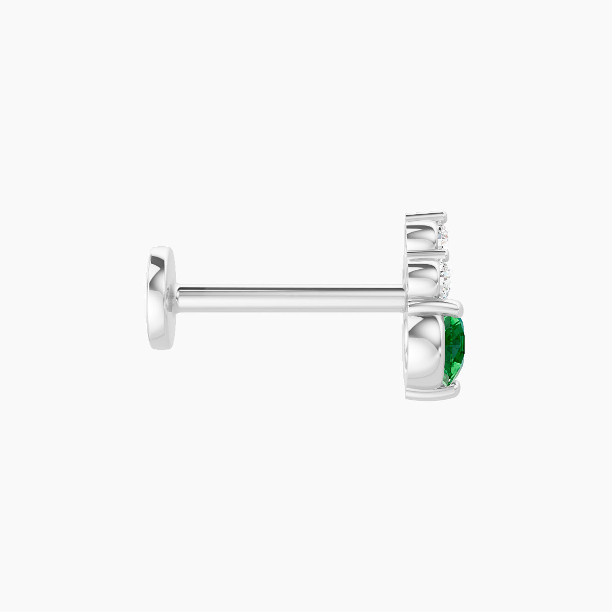 Sif | 18k White Gold 8 mm 6.5 mm Emerald & Diamond Piercing