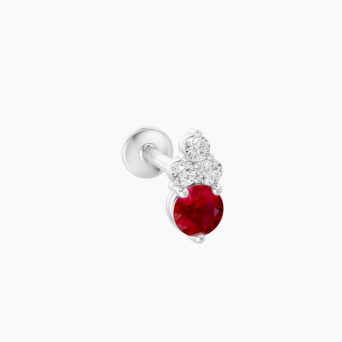 Sif | 18k White Gold 8 mm 6.5 mm Ruby & Diamond Piercing