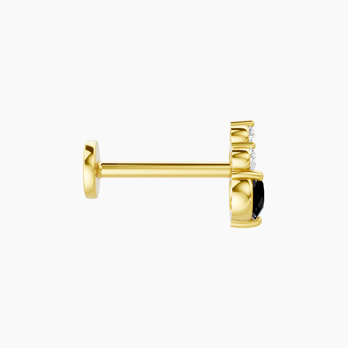 Sif | 18k Yellow Gold 8 mm 6.5 mm Black Diamond & Diamond Piercing