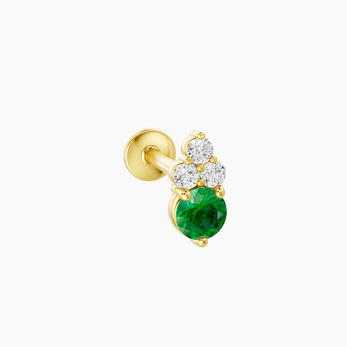 Sif | 18k Yellow Gold 8 mm 6.5 mm Emerald & Diamond Piercing