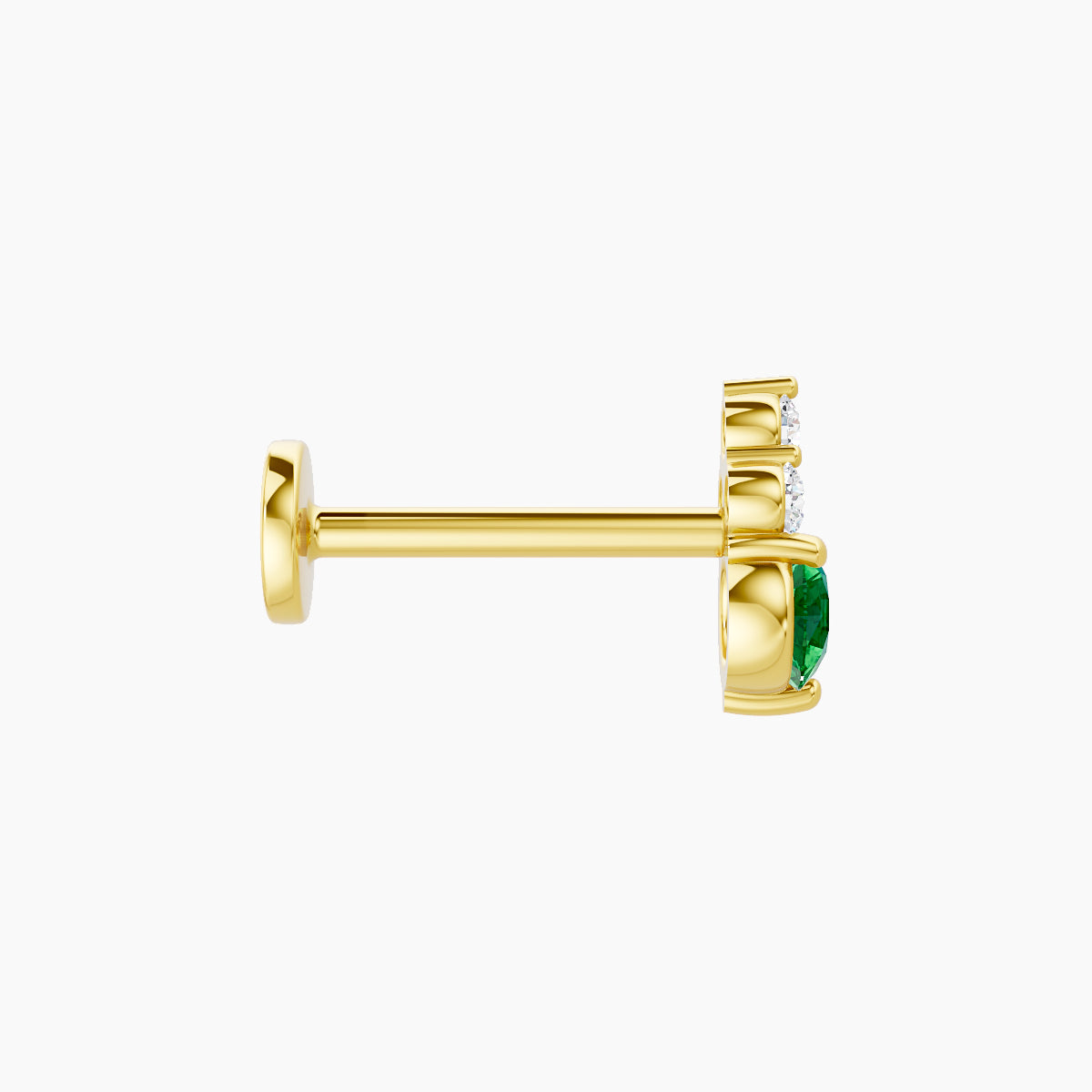 Sif | 18k Yellow Gold 8 mm 6.5 mm Emerald & Diamond Piercing