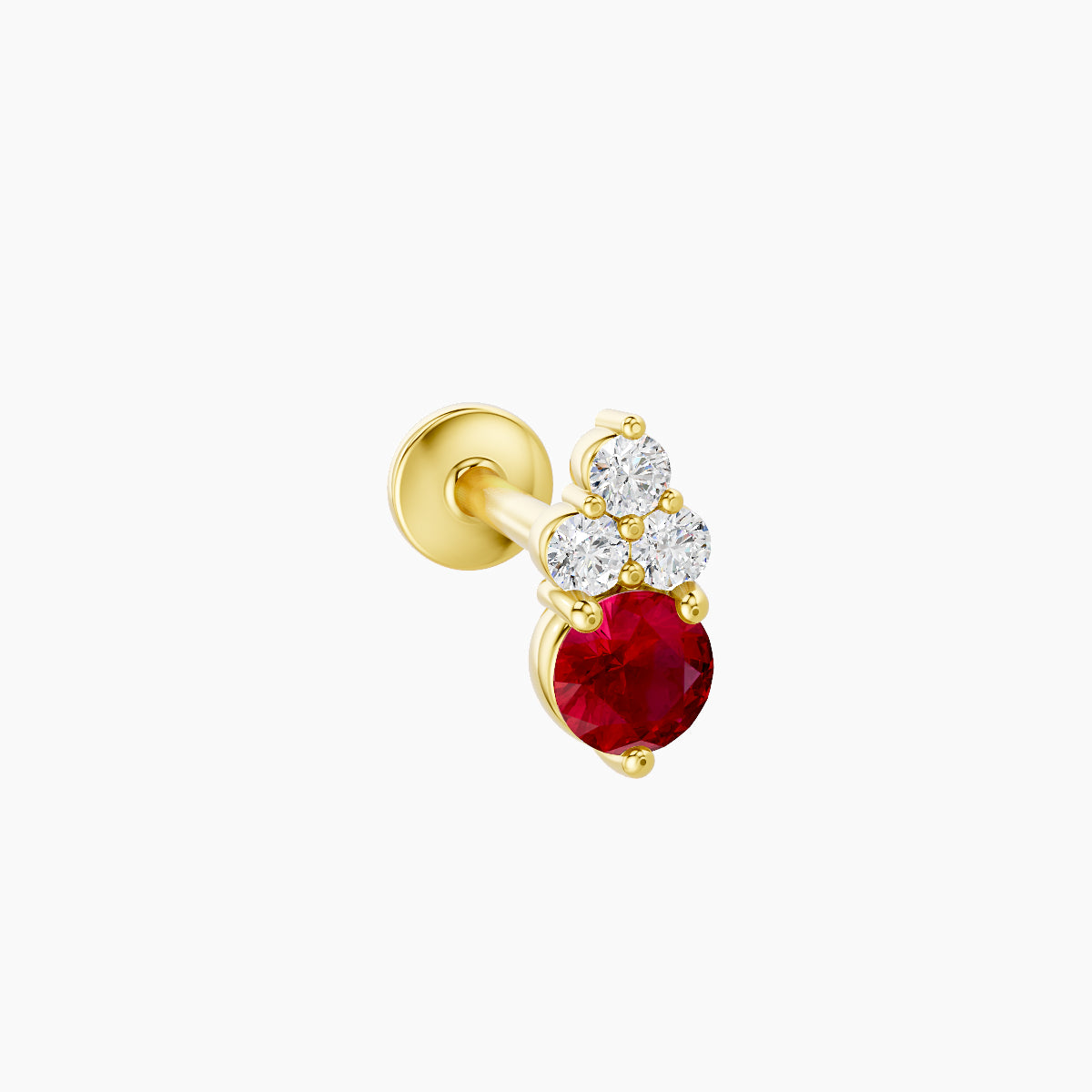 Sif | 18k Yellow Gold 8 mm 6.5 mm Ruby & Diamond Piercing