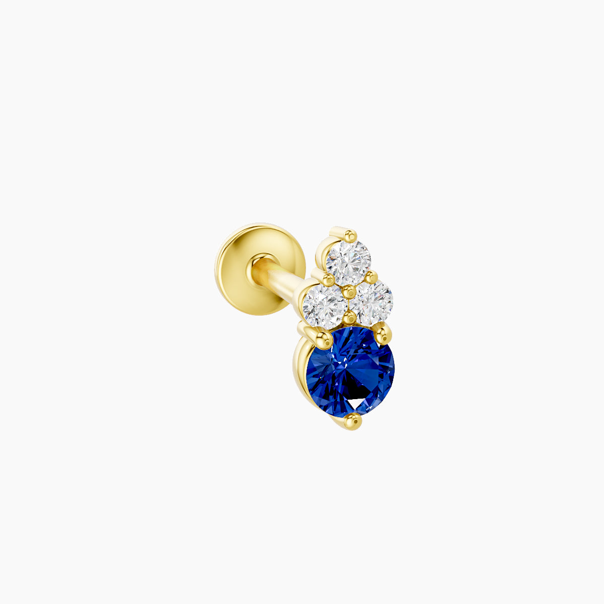 Sif | 18k Yellow Gold 8 mm 6.5 mm Sapphire & Diamond Piercing