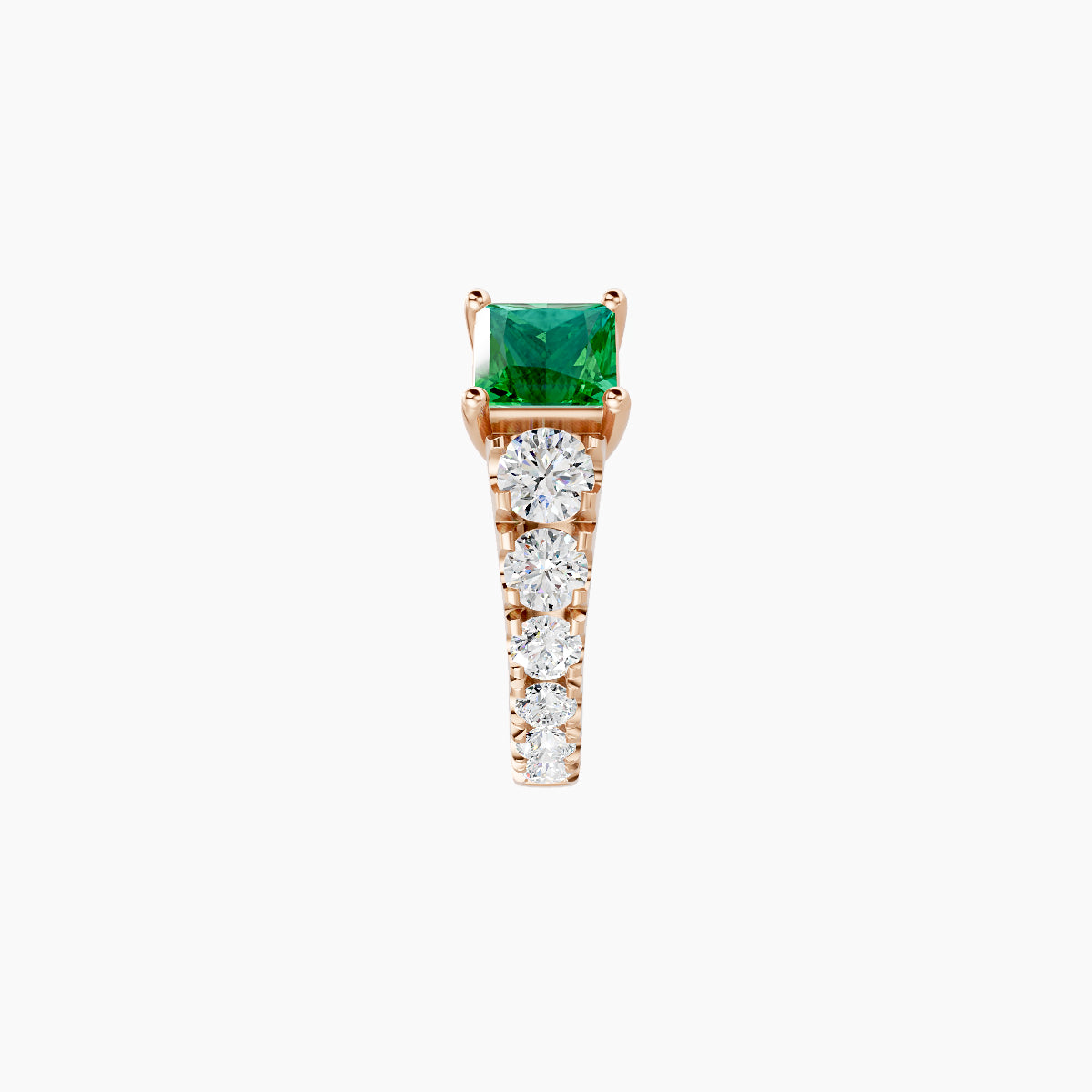Sita | 18k Rose Gold 6.5 mm Princess Emerald & Diamond Hoop Piercing