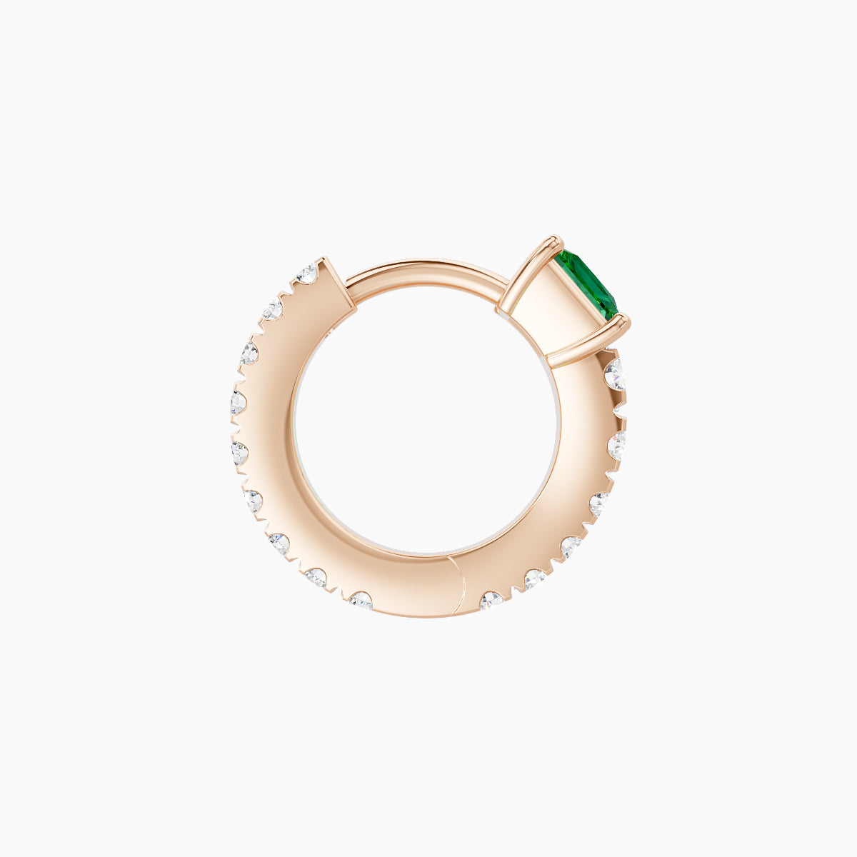 Sita | 18k Rose Gold 6.5 mm Princess Emerald & Diamond Hoop Piercing
