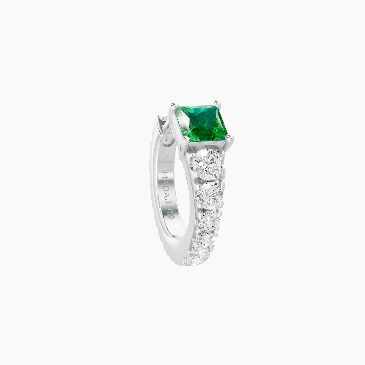 Sita | 18k White Gold 6.5 mm Princess Emerald & Diamond Hoop Piercing
