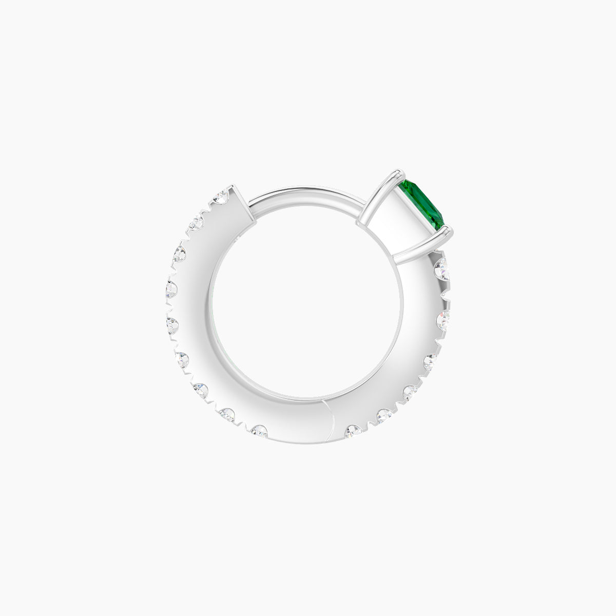 Sita | 18k White Gold 6.5 mm Princess Emerald & Diamond Hoop Piercing