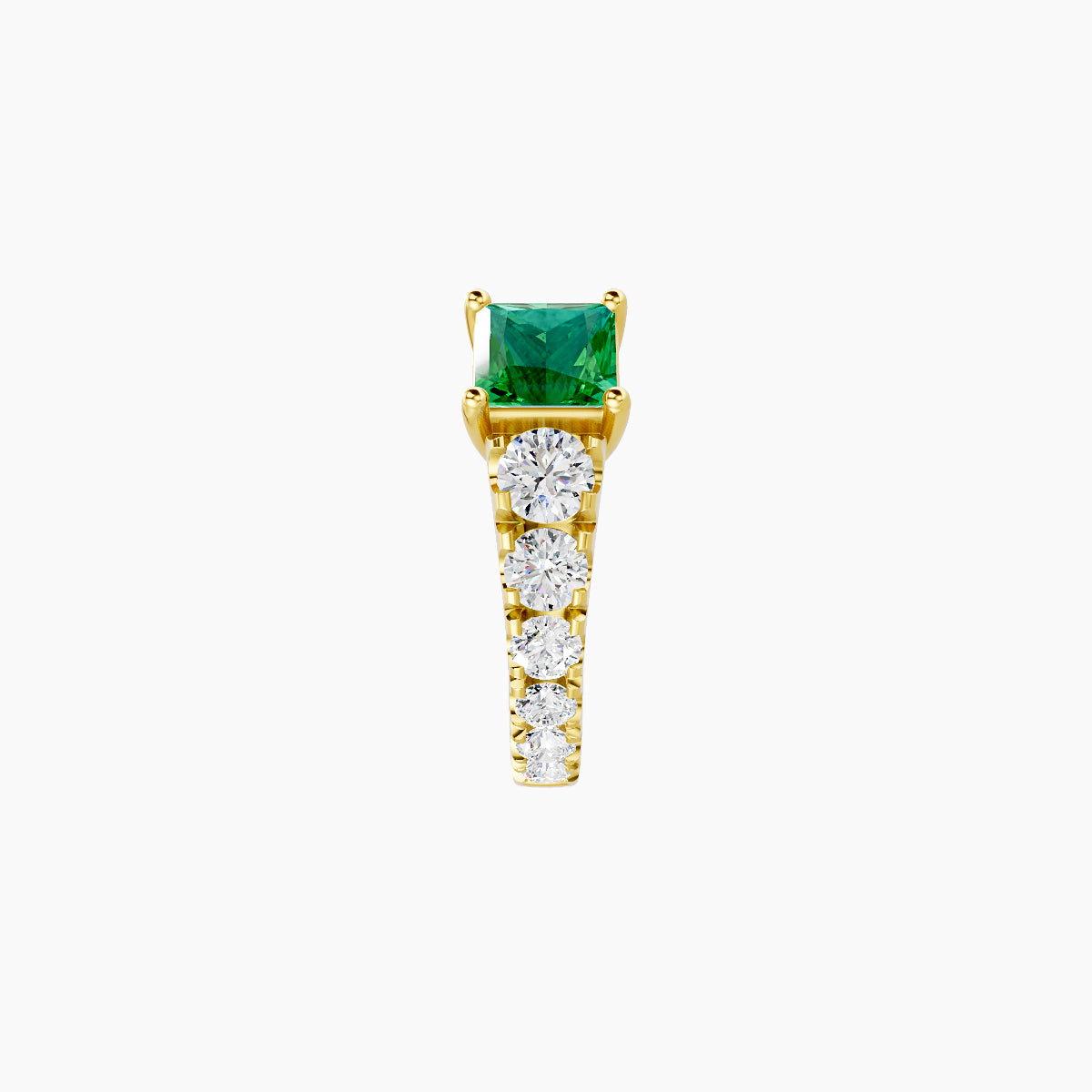 Sita | 18k Yellow Gold 6.5 mm Princess Emerald & Diamond Hoop Piercing
