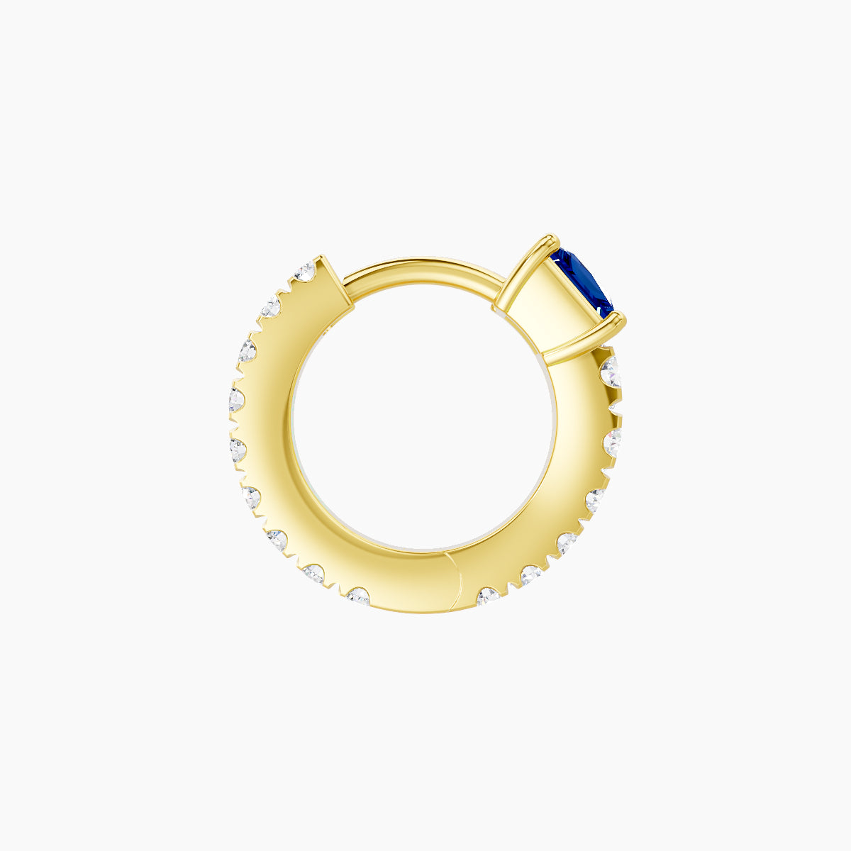 Sita | 18k Yellow Gold 6.5 mm Princess Sapphire & Diamond Hoop Piercing