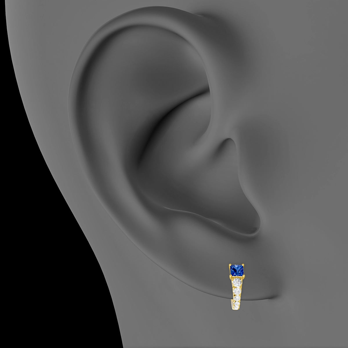 Sita | 18k Yellow Gold 6.5 mm Princess Sapphire & Diamond Hoop Piercing