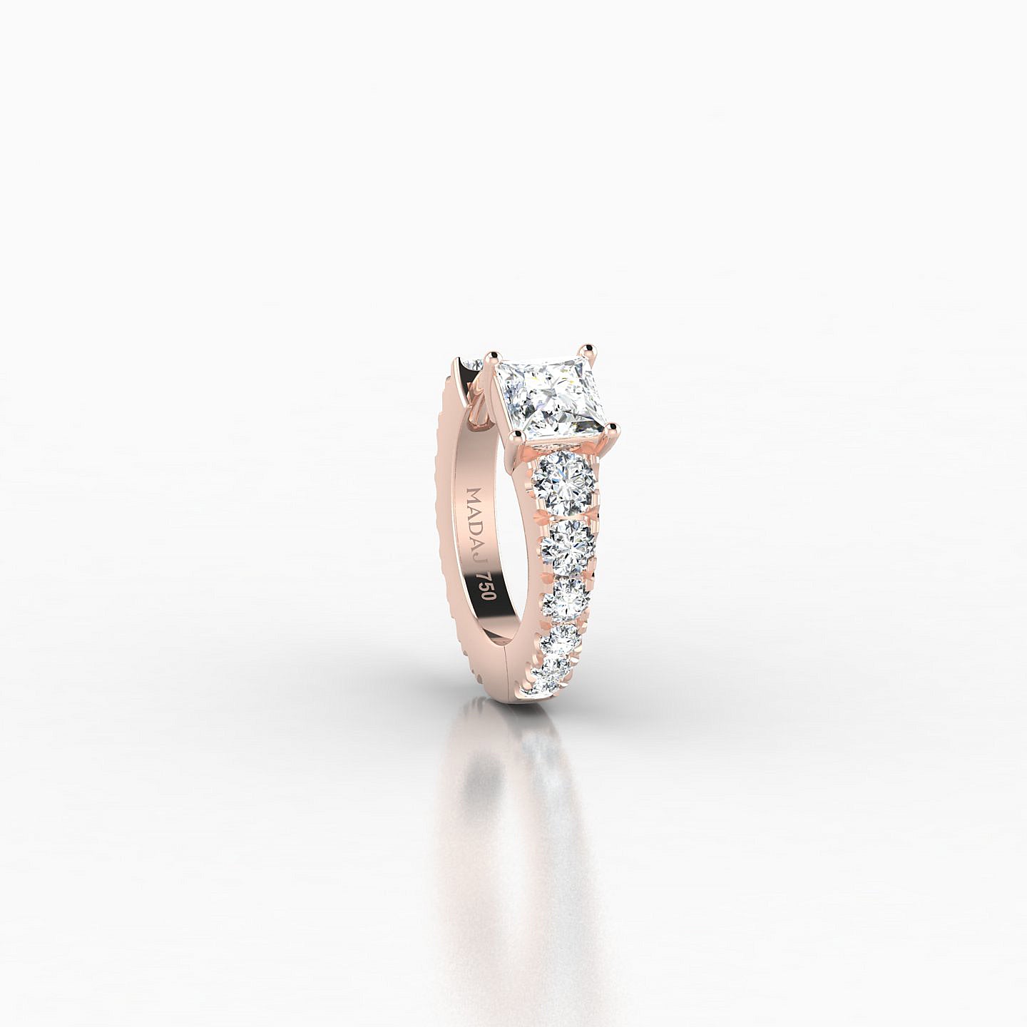 Sita | 18k Rose Gold 6.5 mm Princess Diamond Hoop Piercing