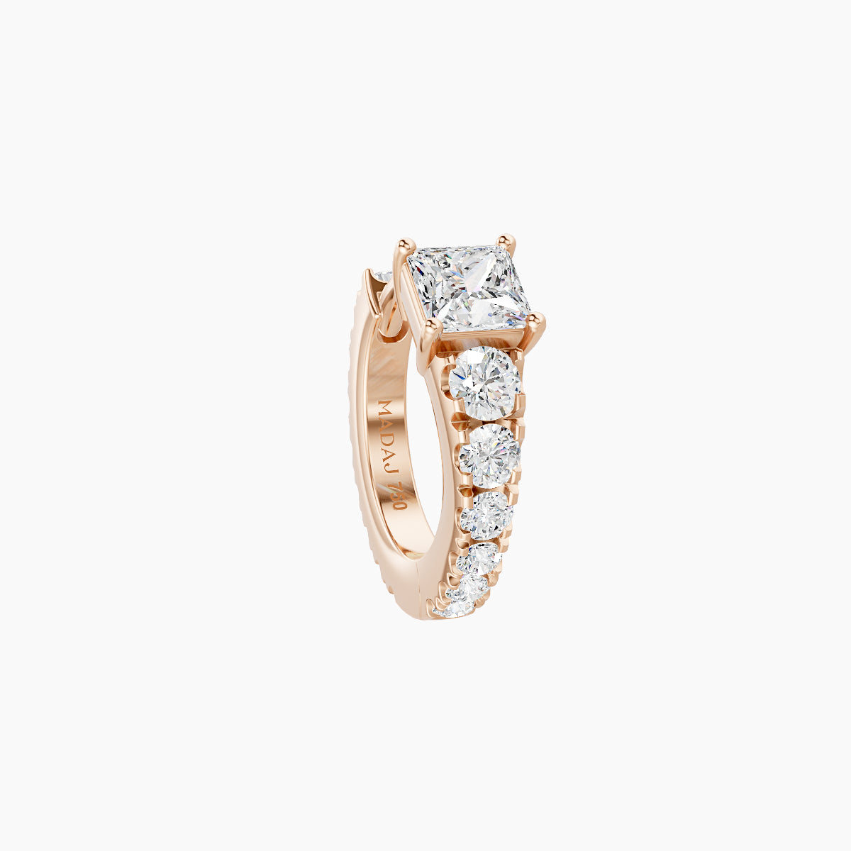 Sita | 18k Rose Gold 6.5 mm Princess Diamond Nose Ring Piercing
