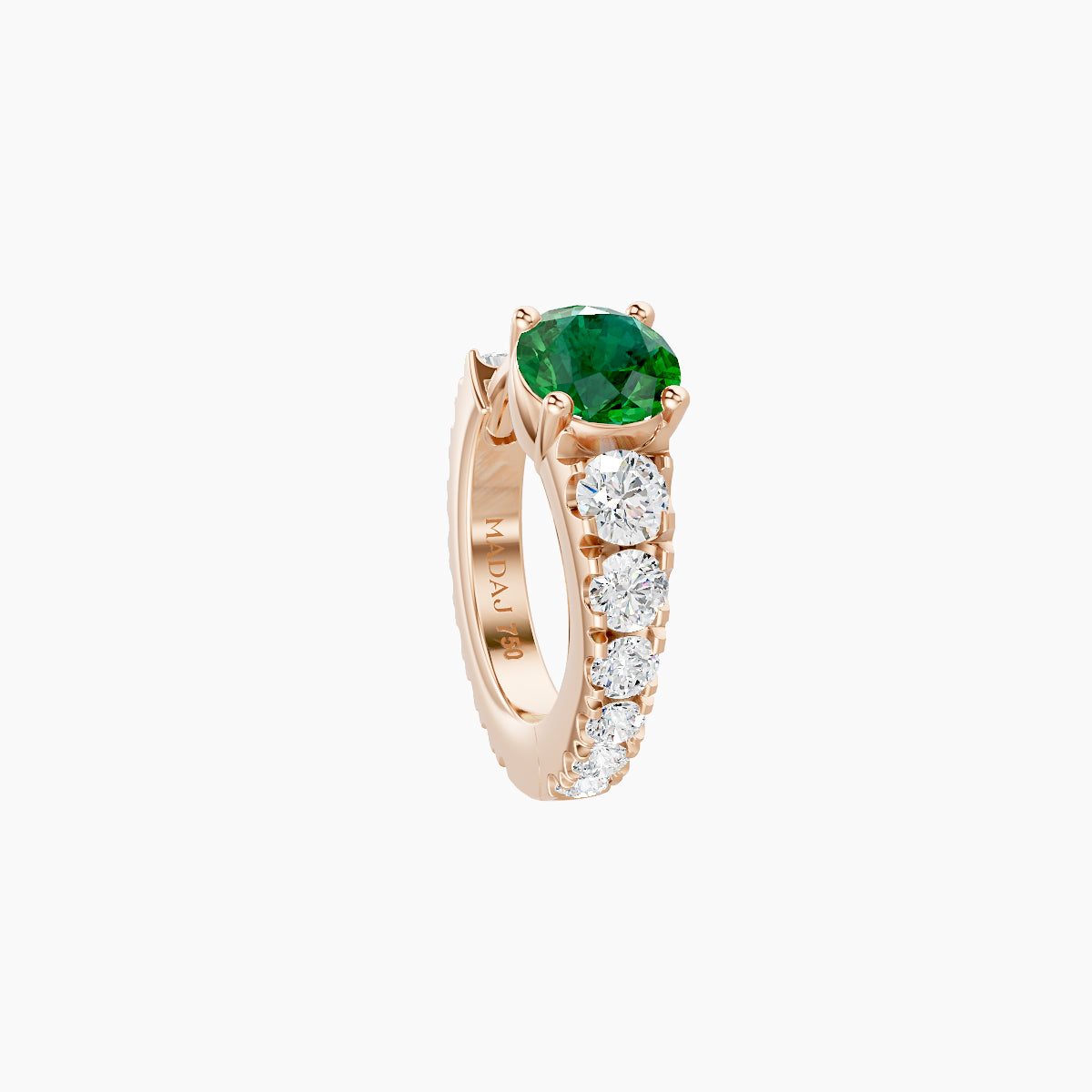 Sita | 18k Rose Gold 6.5 mm Round Emerald & Diamond Hoop Piercing