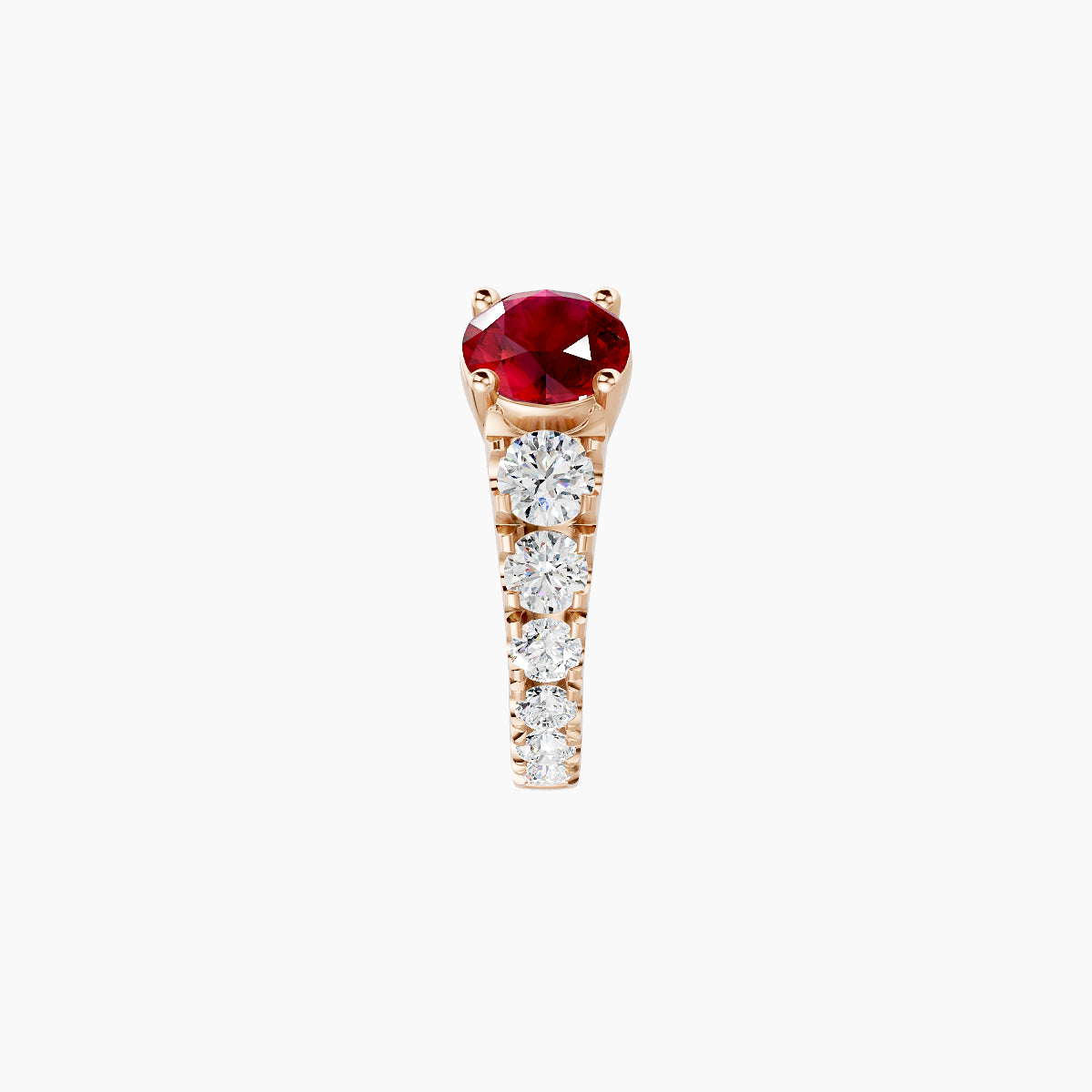 Sita | 18k Rose Gold 6.5 mm Round Ruby & Diamond Hoop Piercing