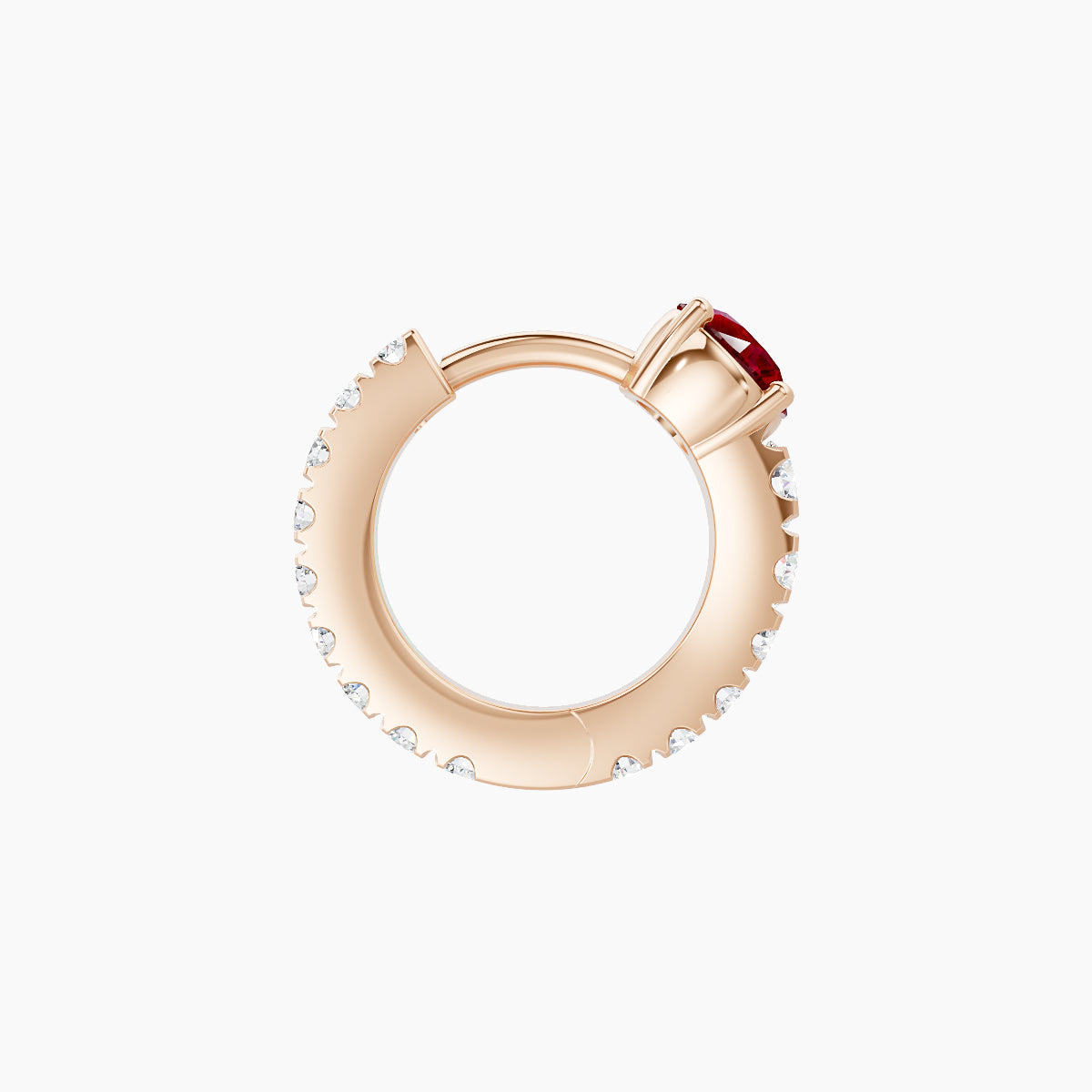 Sita | 18k Rose Gold 6.5 mm Round Ruby & Diamond Hoop Piercing
