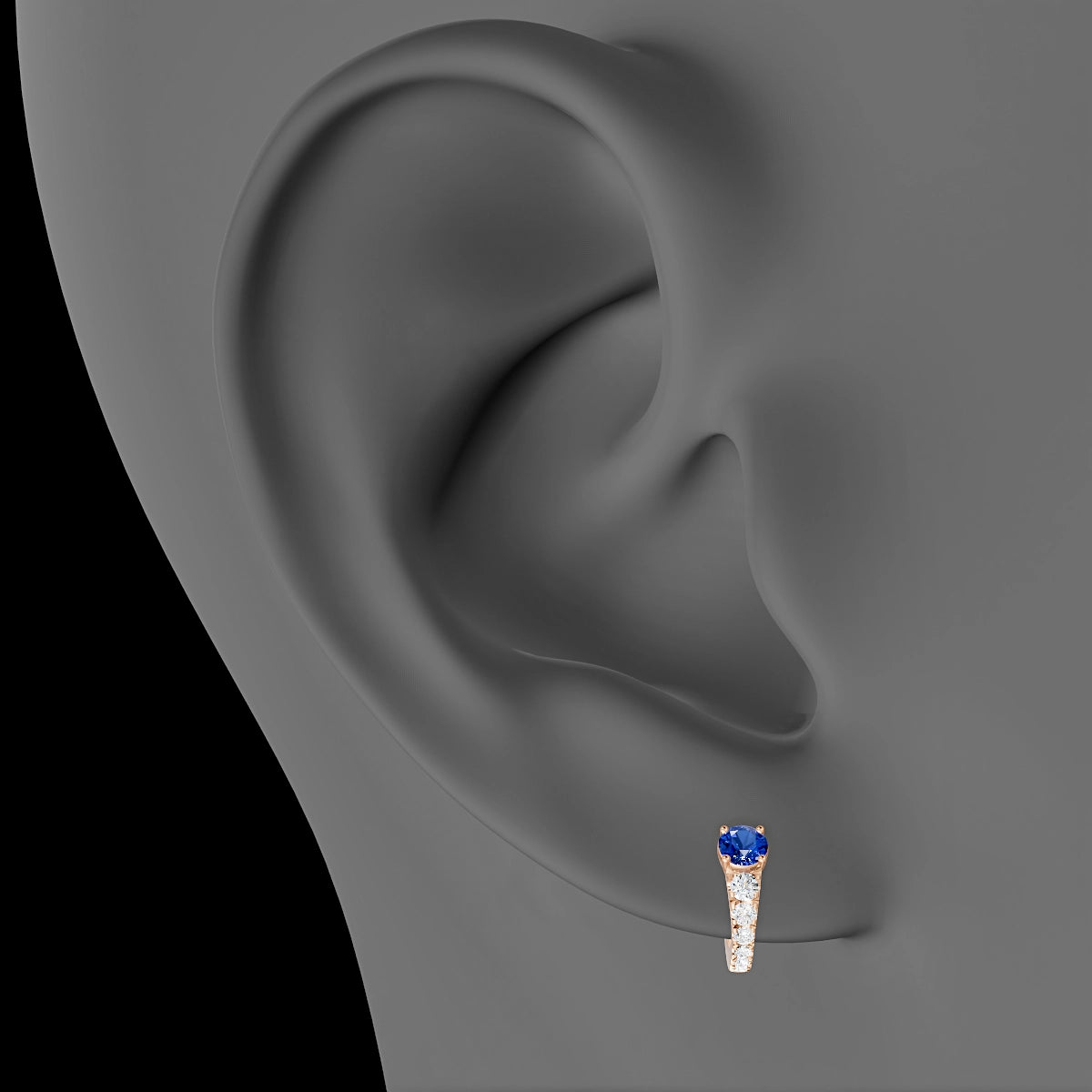 Sita | 18k Rose Gold 6.5 mm Round Sapphire & Diamond Hoop Piercing