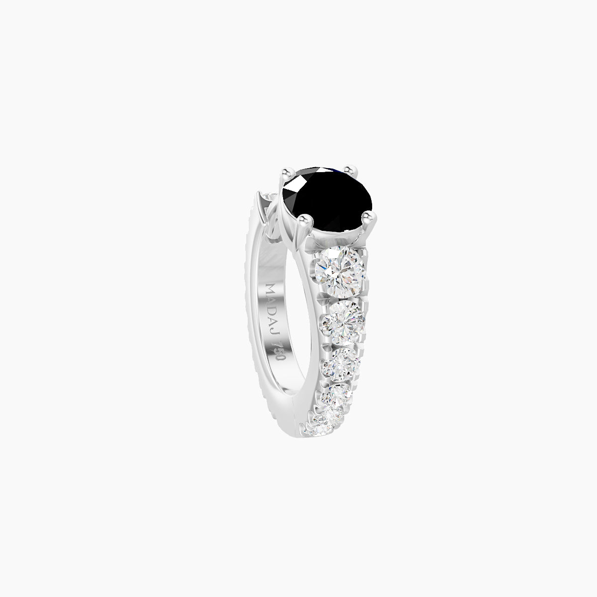Sita | 18k White Gold 6.5 mm Round Black Diamond & Diamond Hoop Piercing