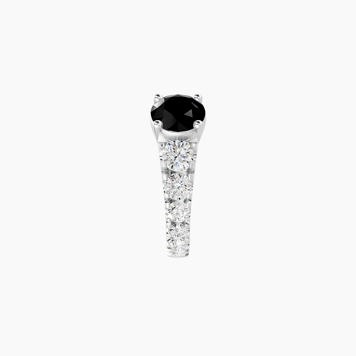 Sita | 18k White Gold 6.5 mm Round Black Diamond & Diamond Hoop Piercing