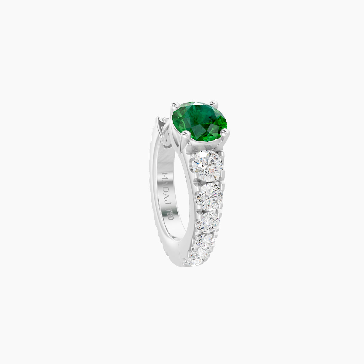 Sita | 18k White Gold 6.5 mm Round Emerald & Diamond Hoop Piercing