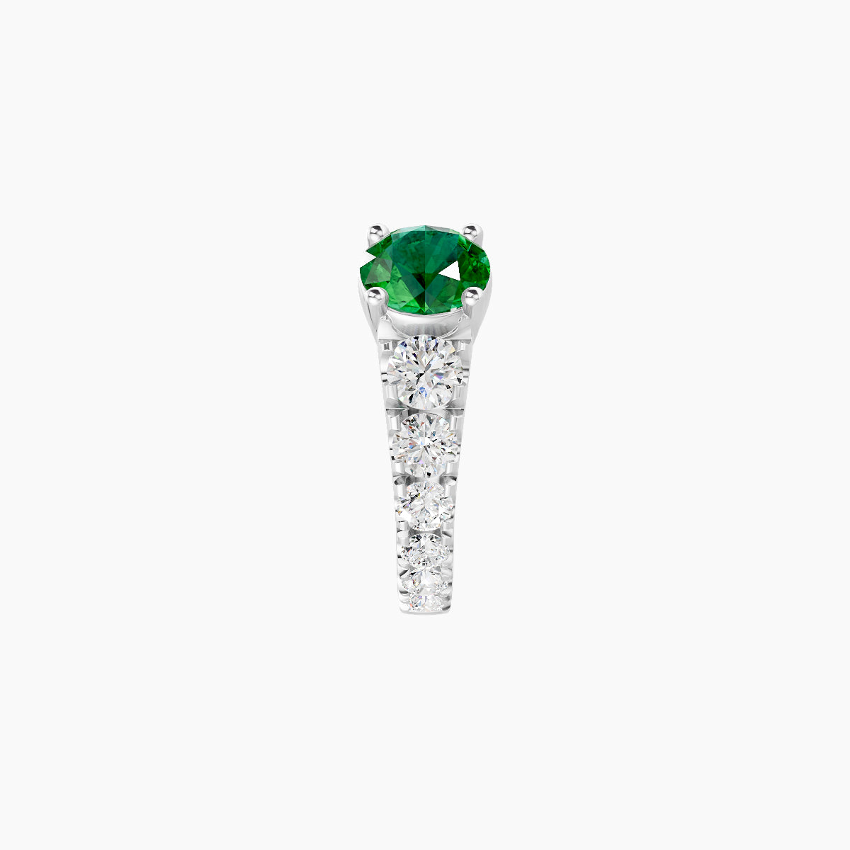 Sita | 18k White Gold 6.5 mm Round Emerald & Diamond Hoop Piercing