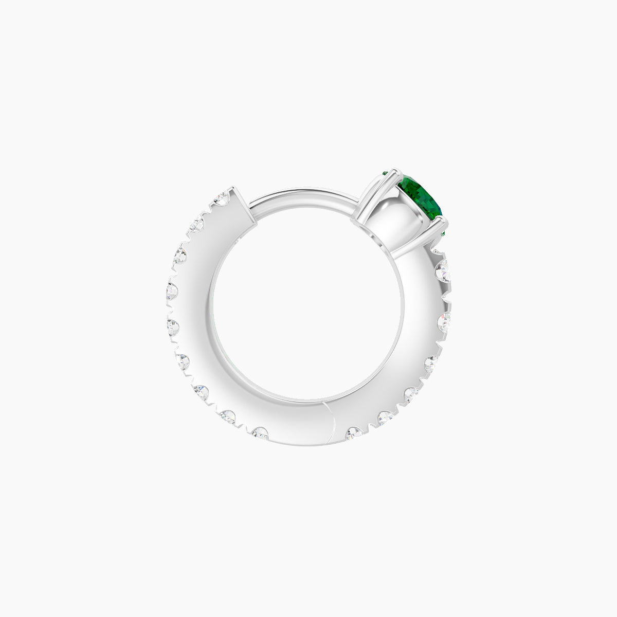 Sita | 18k White Gold 6.5 mm Round Emerald & Diamond Hoop Piercing
