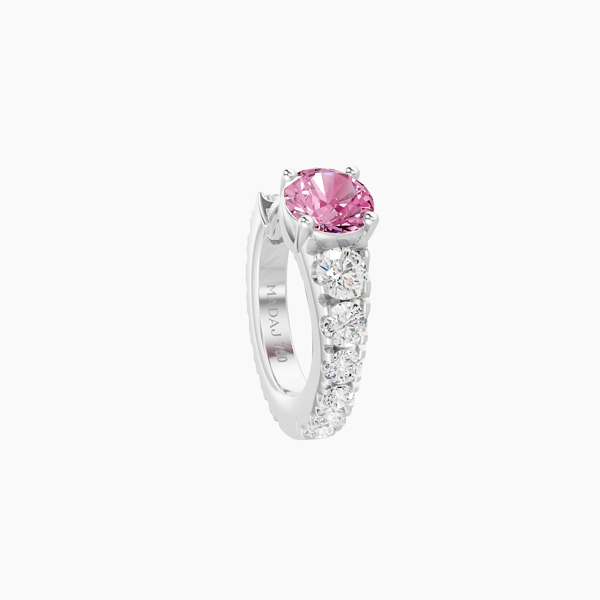 Sita | 18k White Gold 6.5 mm Round Pink Sapphire & Diamond Hoop Piercing
