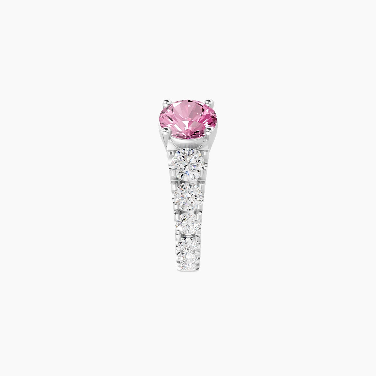 Sita | 18k White Gold 6.5 mm Round Pink Sapphire & Diamond Hoop Piercing