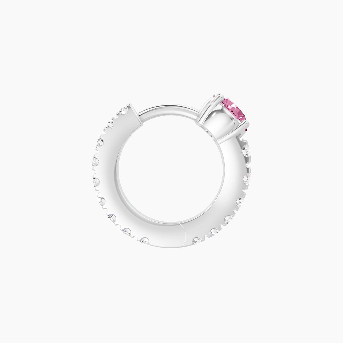 Sita | 18k White Gold 6.5 mm Round Pink Sapphire & Diamond Hoop Piercing