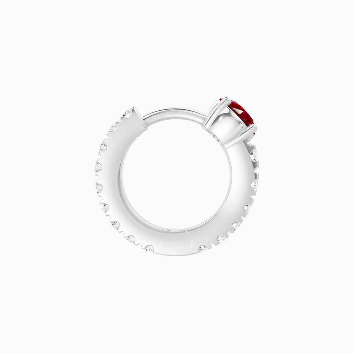 Sita | 18k White Gold 6.5 mm Round Ruby & Diamond Hoop Piercing