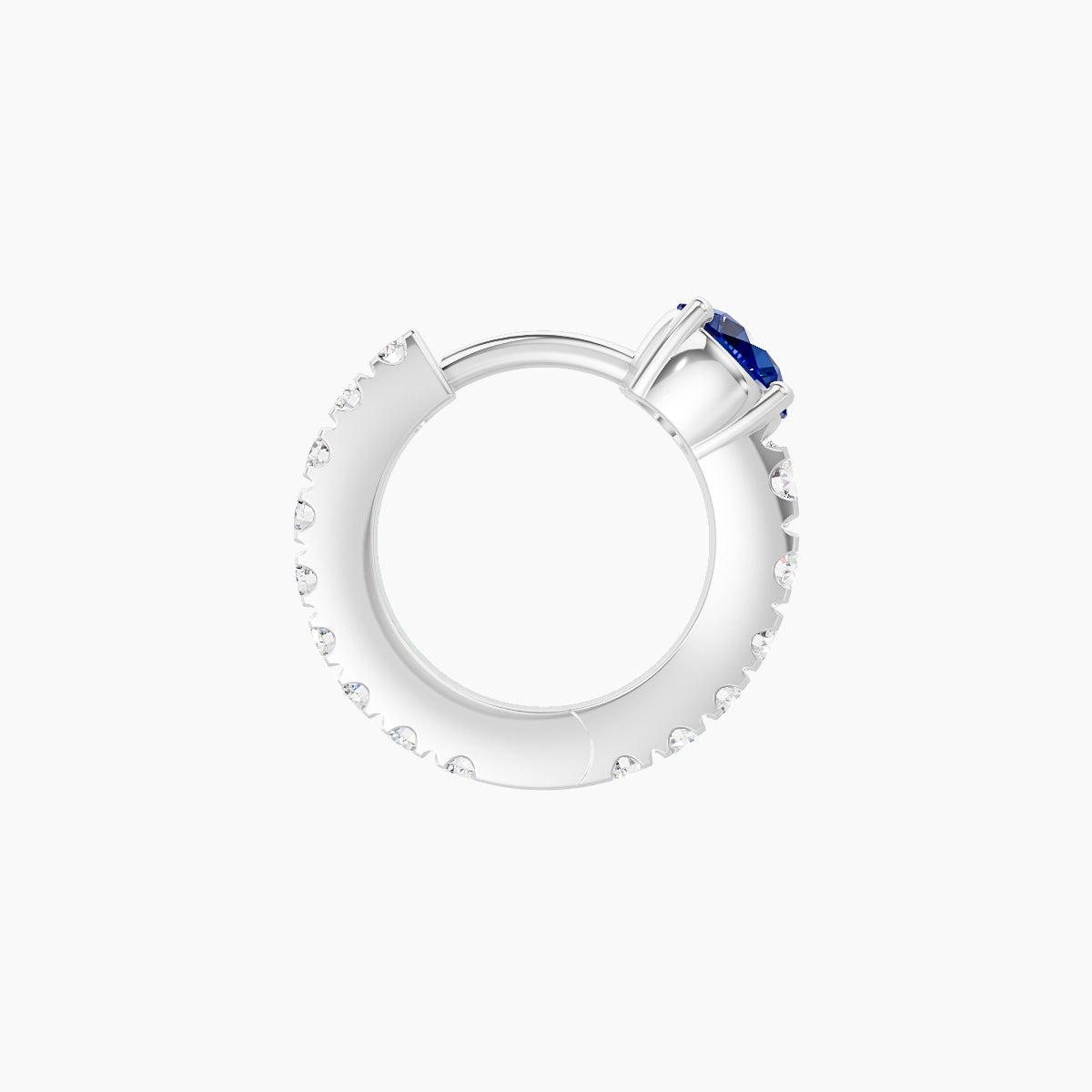 Sita | 18k White Gold 6.5 mm Round Sapphire & Diamond Hoop Piercing