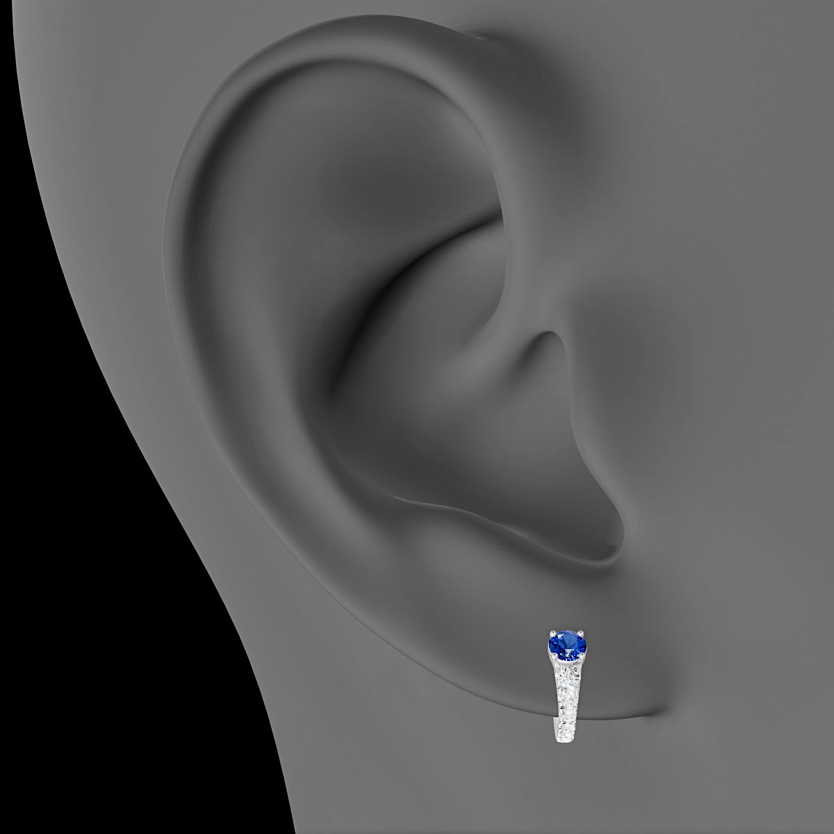 Sita | 18k White Gold 6.5 mm Round Sapphire & Diamond Hoop Piercing