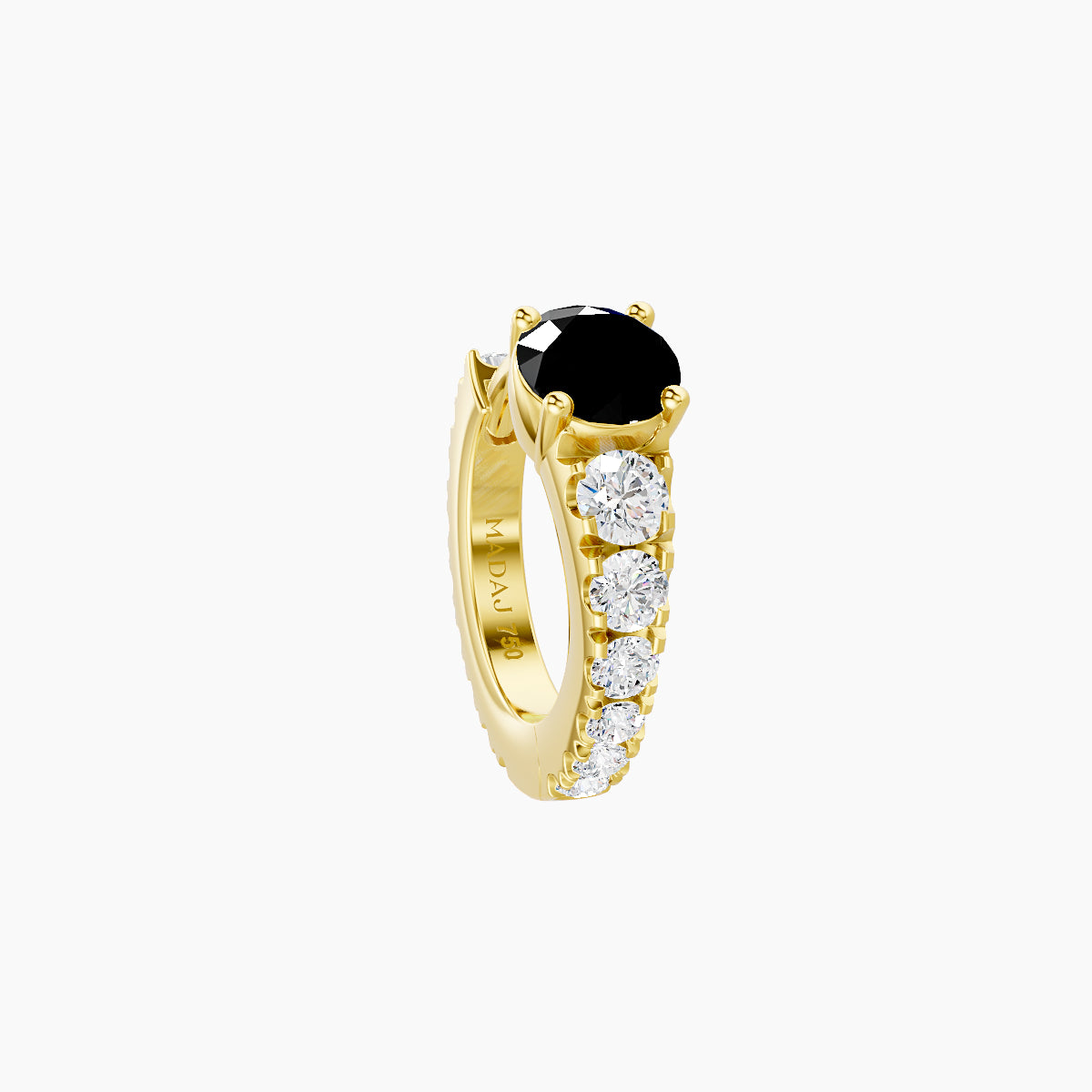 Sita | 18k Yellow Gold 6.5 mm Round Black Diamond & Diamond Hoop Piercing