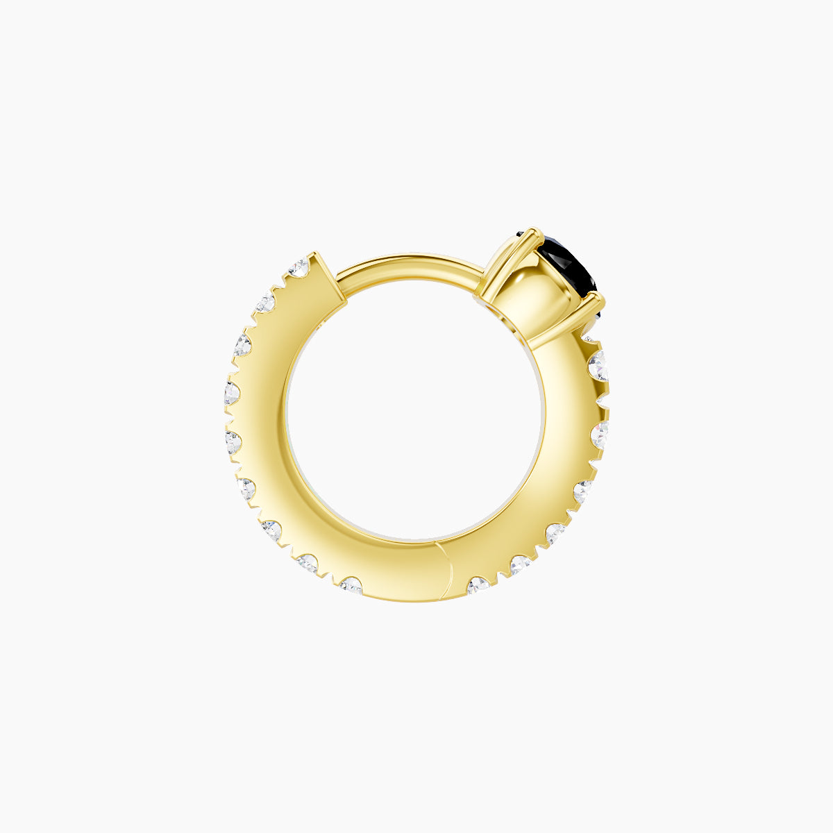 Sita | 18k Yellow Gold 6.5 mm Round Black Diamond & Diamond Hoop Piercing