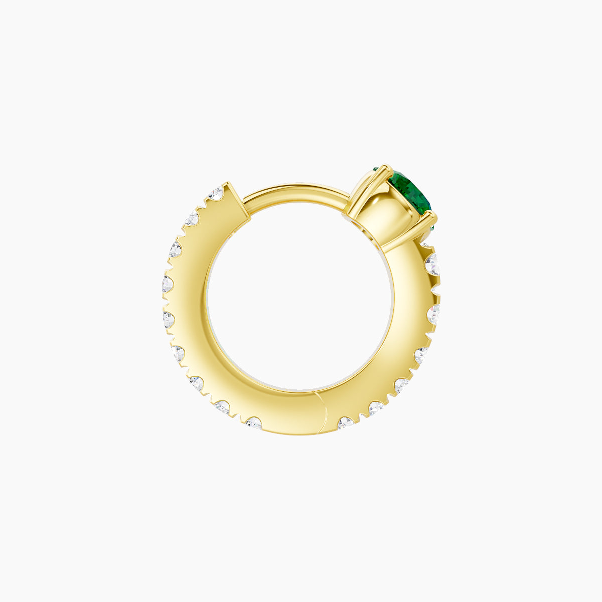 Sita | 18k Yellow Gold 6.5 mm Round Emerald & Diamond Hoop Piercing