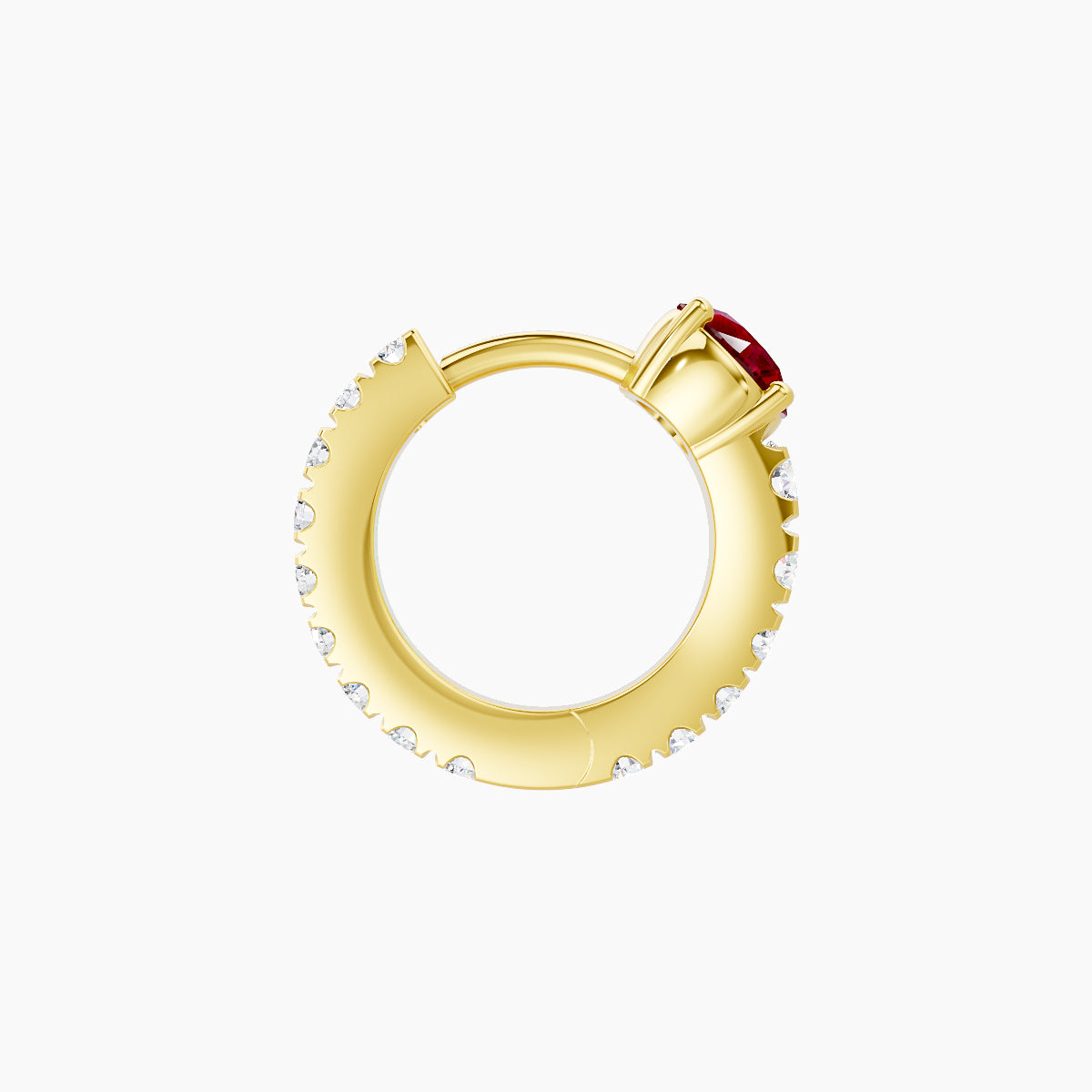 Sita | 18k Yellow Gold 6.5 mm Round Ruby & Diamond Hoop Piercing