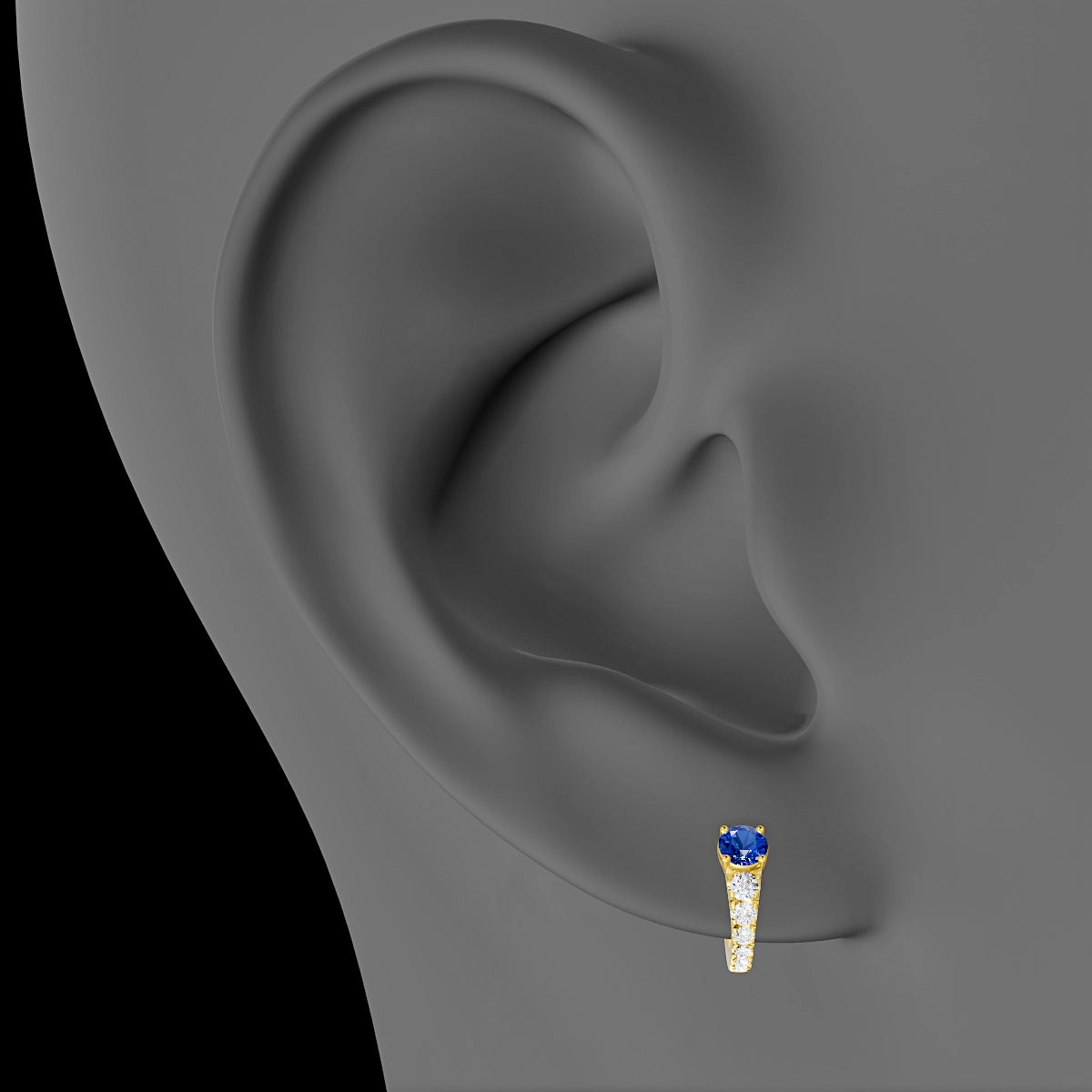 Sita | 18k Yellow Gold 6.5 mm Round Sapphire & Diamond Hoop Piercing